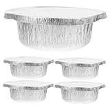 HIAKDOFT 5stücke Aluminiumfolienpfannen Mit Deckel Runde Einwegpfannen Aus Alufolie Backformen Zum Mitnehmen Auslaufsicher Für Lebensmittelzubereitung Und Transport