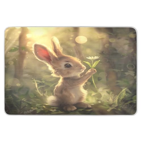 CEBUGI 34” x 52”Washable Underpads Heavy Absorbency Waterproof Incontinence Bed Pads Cute Rabbit Pee Pads for Adults Kids and Baby