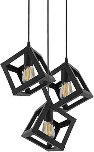 Image of Vintage Black Metallic Hanging Pendant Ceiling Lamp, for Bedroom, Living Room, Hotel, Cafe, Balcony Decor (Cube Hanging LAMP)