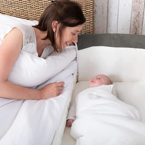 Bebeconfort Calidoo, Berço para Bebé e Moisés 2 em 1, 0-6 Meses (0-9 kg), Berço Colecho Reclinável, 5 Alturas, Colchão Grande, Laterais de Malha, Lateral Deslizante de Fácil Dobragem, Cinza Névoa