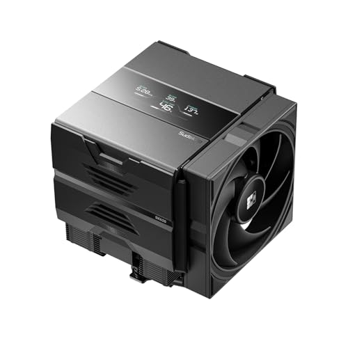 Image of SK620V CPU Air Cooler: 6 Heatpipes Dual Tower CPU Cooler with Digital Display for AM5 Exclusive - Black PC Cooler with 120mm FDB PWM Quiet Fans & Quick Lock Mount