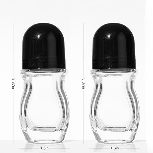 2 Pcs Glass Empty Roller Bottles, Deodorant Containers, Empty Roller Ball Bottles For Essential Oils Perfume Cosmetics (30ml) (2pcs Oval)3