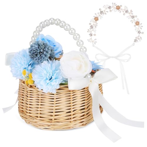 LIFKICH Eleganter Handgewebter Rattankorb mit Henkel und...