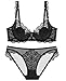 Produktbild SOWTKSL Damen Sexy durchsichtiges, gepolstertes Mesh-Set, ungefüttert, für jeden Tag Gr. 80B, Schwarz