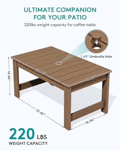 Image of SERWALL 3-Piece Adirondack Bench Set, 2 Benches & 1 Coffee Table, Brown