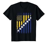 Bosnia Herzegovina 4th July USA Bosnian & Herzegovinian Flag T-Shirt, Youth, Black, Medium
