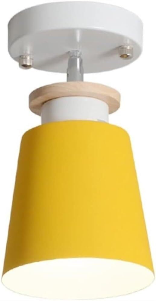 LYMSXAZOU Semi Flush Mount Ceiling Light 1 Metal Semi-Ceiling Lamp Rotatable Decor Scandinavian Pendant Lighting(Yellow)