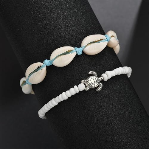 Image of YANCHUN Shell Anklets for Women Waterproof Sea Shell Starfish Ankle Bracelets Summer Beach Dresses Outfits Accessories for Women