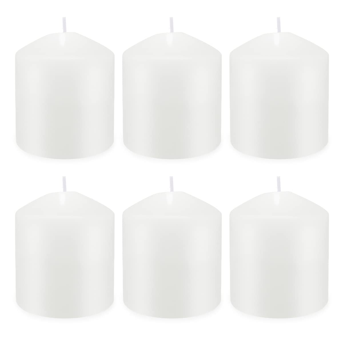Photo 1 of 3.0 Inch White Pillar Candles, 36 Hour Unscented Smokeless 3.0 Inch Tall Candles for Home, Wedding, Party and Dinner Table, 6 Packs White 3x3 inch,6 Packs
