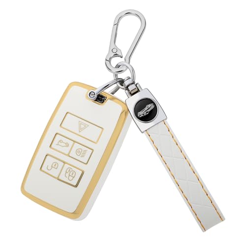 Funda de llave para Jaguar y Range Rover en TPU blanco con 5 botones