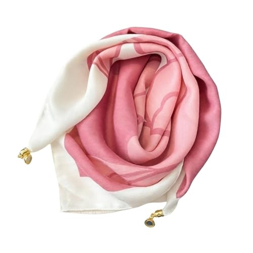 Bufanda cuadrada para mujer con protección para el cuello rosa y blanco