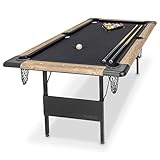 GoSports 6 ft Foldable Pool Table - Portable Billiards Table with Accessories - Oak with Black Felt