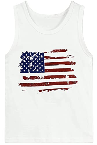 4th of July Tank Tops Toddler Boys American Flag Shirts Kids Patriotic T-Shirts Sleeveless Top 100% Cotton Tees 1-7T