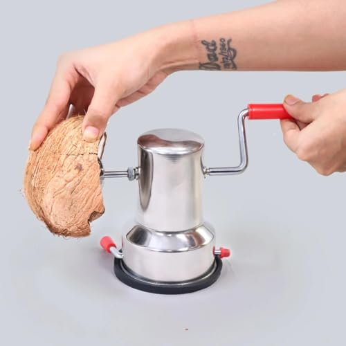 Image of Stainless Steel Coconut Scraper for Kitchen | Pack of 2 | Manual Hand Coconut Grater Tool | Vacuum Base, Rotatable Handle, Manual Operation | Silver