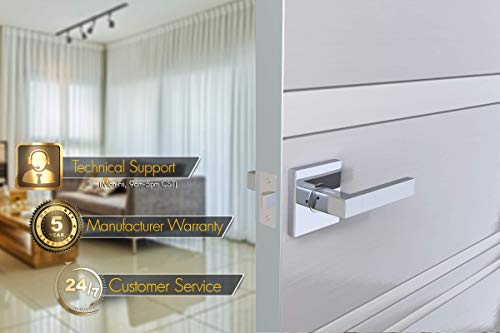 Avalon 0560 - Modern Door Handle Lever Set (Privacy/Passage) In Polished Chrome Finish (With Door Stopper) #TOP3