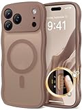 CAPRARO Magnetic for iPhone 17 Pro Case for Women Girls, Upgraded [Full Camera Protection] [Compatible with MagSafe] Cute Wave Translucent Matte Phone Case for iPhone 17 Pro, Brown