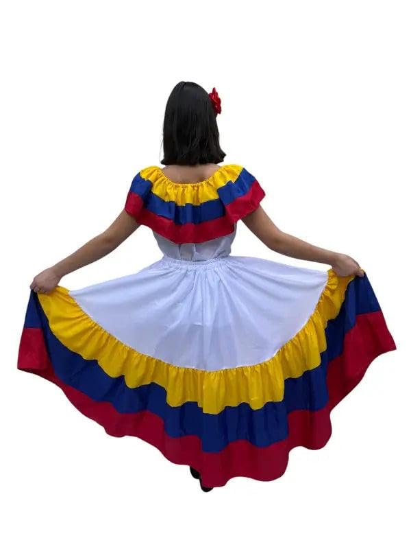 Colombian Traditional Girls Fiesta Dress - White2