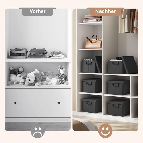 WOLTU Aufbewahrungsbox mit Deckel 3 Stück, mit Griffen, Schwarz,43x33x26 cm – Ansicht 6