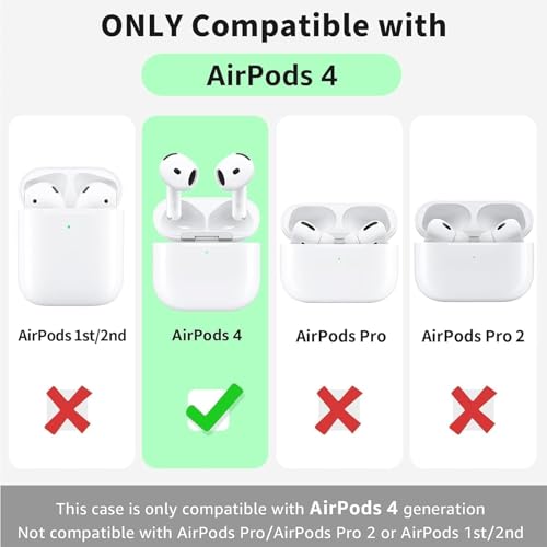 Woyinger for Airpods 4th Case Cover, Come with Cleaner Kit,Soft Skin Silicone Case Cover with Keychain, Front LED Visibl, Full Protective Case,Compatible with AirPods 4th(Blue)