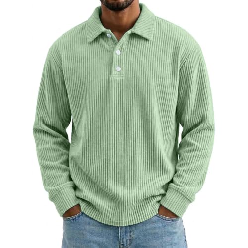 Corduroy Shirts Men Collared Henley Button Henley Sweatshirts for Men | Corduroy Fabric, Long Sleeve, 2026 Fall Fashion, Work, Big and Tall, Fall Winter, Loose Fit, Thermal Warm, Comfort Soft - image 5