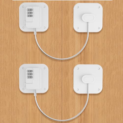 bangminda Lot de 2 Serrures de Réfrigérateur avec Code Autoadhésives Serrure de Porte de Réfrigérateur pour Sécurité Enfant Serrures à Combinaison...