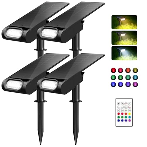 Brthera RGB Christmas Solar Spot Lights Outdoor, 12 RGB Color Modes Landscape Light Waterproof IP...