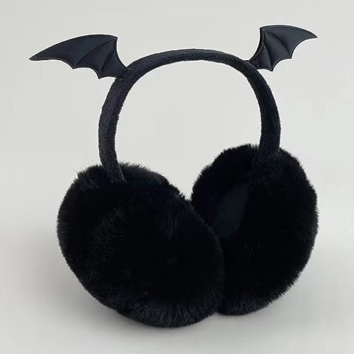 Warm Earmuffs Headband Halloween Headband Devil Horns Bat Ear Muff Headband Fluffy Winter Ear Muffs Plush Ear Warmers2