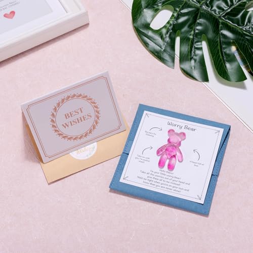 Image of Aesnefe Pocket Worry Bear Hug, Anxiety Relief Keepsake, Mental Health Encouragement Gift, Emotional Support Token, Stress Comfort Gift for Teens & Adults, Galaxy Pink