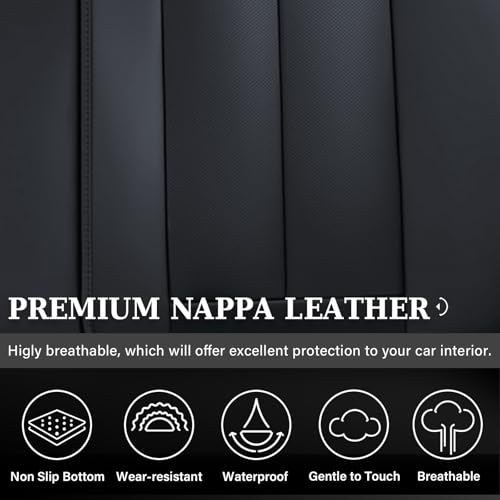Image of Coverado Dog Car Seat Cover for Back Seat Cover, Black Rear Car Seat Covers, 3-Pieces Waterproof Car Seat Cushion, Car Seat Protector, Leather Seat Cover Seat Protector Universal Fit Most Cars