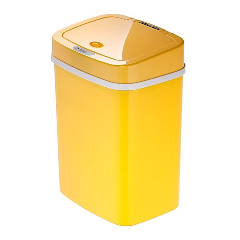 Non-contact Trash Can, Smart Sensor Automatic Lid Opening Household Waterproof Design with Cover 12L Capacity Bedroom/office(Yellow)