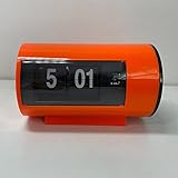 Flip Desk Clock (Orange), Retro Vintage Design Auto Flip Clock 12 Hours AM/PM Format Desktop Gift fo