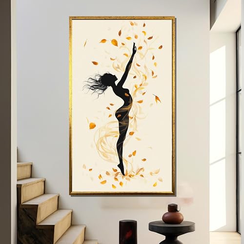 Peinture sur toile danse pour un salon moderne et chaleureux aux tons automne