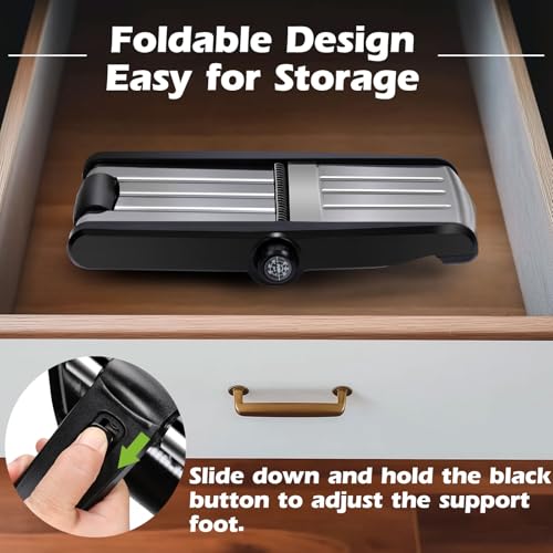 MASTERTOP Mandoline Slicer, 5 in 1 Mandoline Food Slicer for Kitchen,Stainless Steel Mini Vegetable Slicer with Safety Glove & Cleaning Brush,Adjustable Vegetable Chopper for Potatoes