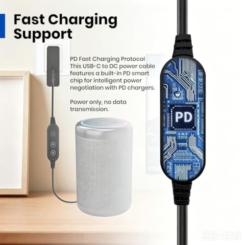 Image of Verilux PD 65W Type C to DC Power Cord with 8 Connectors, 5V-20V Five-Speed Adjustable Power Design with Digital Display & Dual-Button, USB C to DC Converter for Laptops, Routers, Home Appliances