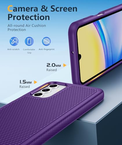Image of FNTCASE for Galaxy A15-5G Phone Case - Samsung A15 5G Military Grade Drop Protection, 14ft Drop Tested, Screen Protector Included, Anti-Slip Matte Textured, TPU+PC Dual Layer Shockproof Cover (Purple)