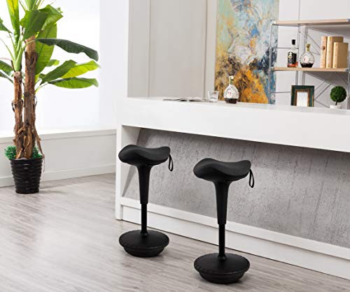 Image of IWMH Wobble Stool Standing Desk Chair,Adjustable Standing Desk Chair,Standing Desk Stool,Flexible Seating Office Stool for Bedroom, Kitchen, Living Room (Black)