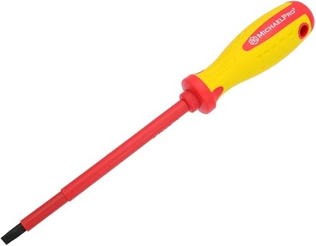 MichaelPro 6.5 x 150mm 1000V VDE Insulated Screwdriver, Electrician Tools, Slotted Screwdriver with Magnetic Tip, CR-MO Steel Blade, 10,000V Tested and Certified for Electrician Safety - MP002033