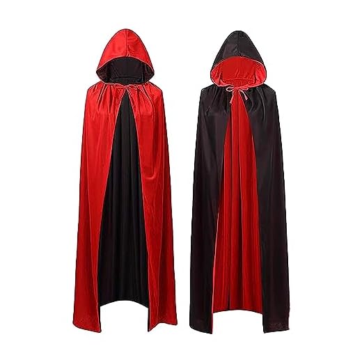 Capa De Vampiro, Capa con Capucha Reversible Roja Y Negra, Capa De Disfraz De Halloween, Disfraces De Disfraces De Fiesta En Casa De Halloween (120 CM)