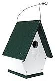 JCs Wildlife Recycled Poly Lumber Wren Chateau Birdhouse - Made in The USA - Perfect Garden and Backyard Birdhouse for Wrens, Chickadees, and Warblers! (White/Green)