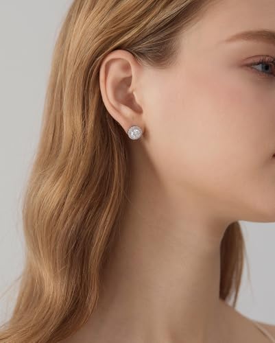 Moissanite Stud Earrings for Women D Color 925 Sterling Silver Diamond Earrings with 18K White Gold Plated2