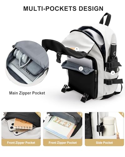 Image of coowoz School Bag Lightweight Casual Daypack College Laptop Backpack for Men Women Water Resistant Travel Rucksack for Sports High School Middle Bookbag for girls(Black white)