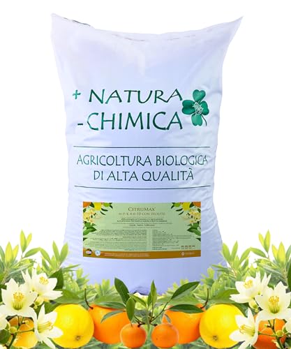 CITRUMAX Engrais bio Agrumes NPK granulaire 4-6-10 azote+phosphore+potassium+fer+magnésium+calcium (Limoni-Mandarini-orange--Kumquat) Sac 12 kg Culture biologique de haute qualité