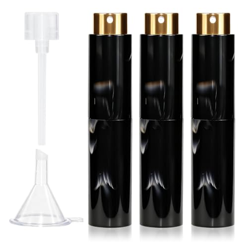Vitog 10ML Marble Texture Refillable Travel Perfume Atomizer, Empty Cologne Dispenser Mini Spray Bottle With Funnel and Dispensers, Leak-Proof Empty Fragrance Decant Container For Women and Men 3PCS
