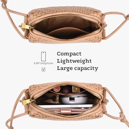 Image of Woven Crossbody Bag for Women Small Woven Purse Vegan Leather Handbag Braided Purse Small Crossbody Bag