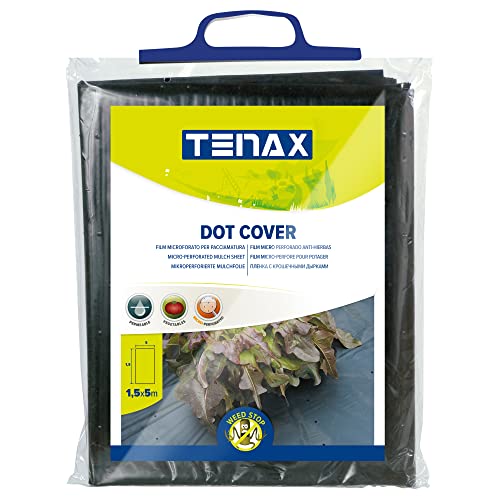 TENAX DOT Cover 1,50x5 m Nero, Film microforato antierbacce per pacciamatura, Ideale per ortaggi e Fragole (Busta)