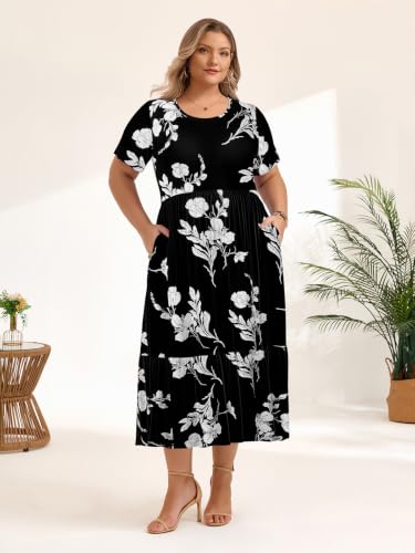 Image of LARACE Plus Size Dresses for Women Summer Maxi Casual Dress with Pockets