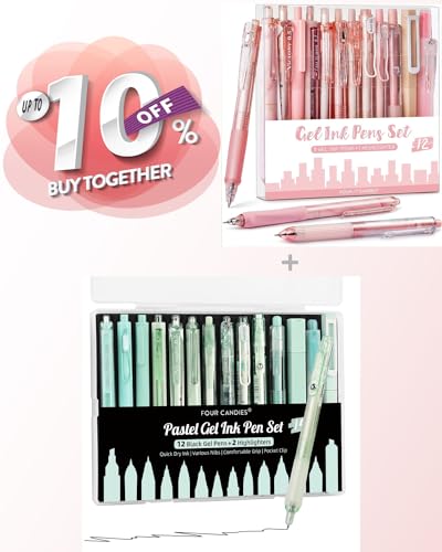 Set Four Candies 12 bolígrafos gel pasteles con estuche