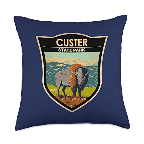 Custer State Park South Dakota North American Bison Vintage Throw Pillow