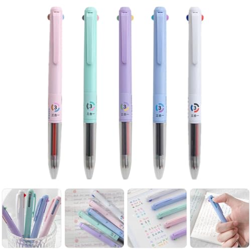 Bolígrafos de colores de 5 piezas con tres funciones en uno de plástico resistente 7