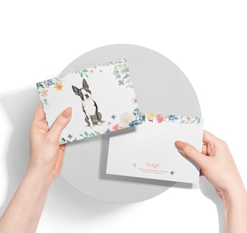 Image of Twigs Paper Boston Terrier Thank You Cards, 12 Dog Stationery Note Cards